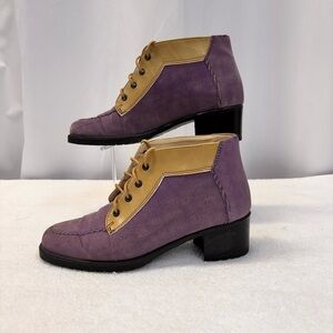 Nicole St Louis purple and tan handcrafted booties